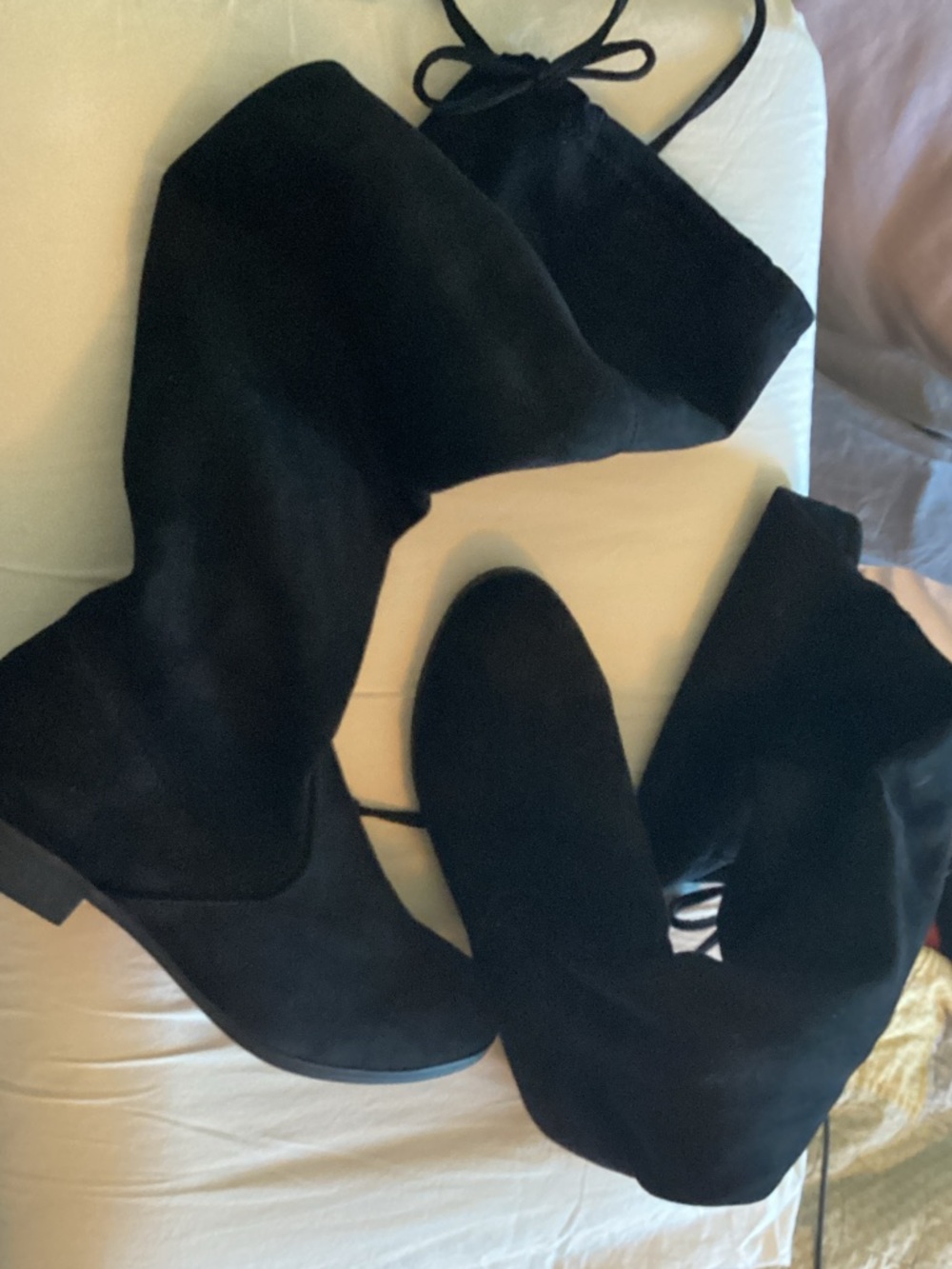 Over-the-Knee Black Suede Lace-Up Women’s Boots